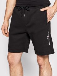 Tommy Hilfiger Szorty sportowe Logo MW0MW22198 Czarny Regular Fit. Czarne krótkie spodenki sportowe męskie Tommy Hilfiger, l, bez wzorów, z bawełny. Za 399.99 zł.
