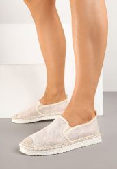 Beżowe Espadryle z Plecionką i Koronką Vivello. Brązowe espadryle damskie Renee, bez wzorów, z koronki, bez obcasa, na obcasie, bez zapięcia. Za 64.99 zł.