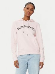 Guess Jeans Bluza W5RQ17 K68I4 Beżowy Regular Fit. Brązowe bluzy damskie Guess Jeans, xl, z aplikacjami, z bawełny, bez kaptura. Za 209.99 zł.