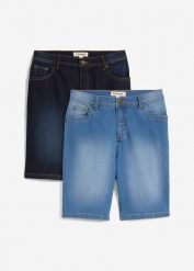 Bermudy dżinsowe ze stretchem, Regular Fit (2 pary). Niebieskie jeansy dla chłopców bonprix, z jeansu. Za 189.99 zł.