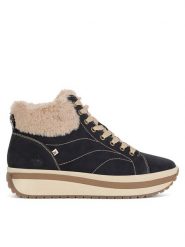 Rieker Revolution Lifestyle Trzewiki W0961-01 Czarny. Czarne botki damskie Rieker Revolution Lifestyle, z nubiku, bez obcasa, na płaskiej podeszwie, bez zapięcia. Za 399.99 zł.