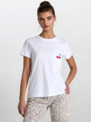 Koszulka z kieszonką - biały. Białe t-shirty damskie Sinsay, l, bez wzorów, bez kołnierzyka. Za 19.99 zł.