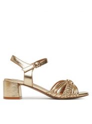 Clara Barson Sandały WS24055-05 Złoty. Żółte sandały damskie Clara Barson, bez wzorów, z materiału, bez obcasa, na słupku, bez zapięcia. Za 119.99 zł.