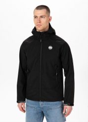 Kurtka męska Pitbull z kapturem Softshell Rockfish II. Czarne kurtki męskie PITBULL, na lato, m, bez wzorów, z materiału. Za 189.99 zł.