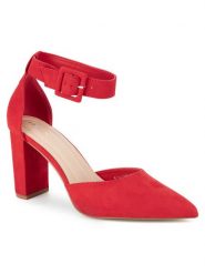 DeeZee Czółenka LH230312-5 Czerwony. Czerwone czółenka damskie DeeZee, bez wzorów, z materiału, bez obcasa, bez zapięcia. Za 129.99 zł.