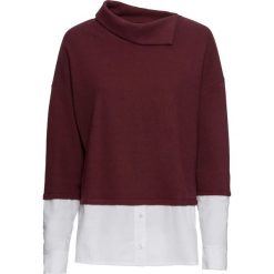 Sweter z koszulową wstawką bonprix ciemny jeżynowy. Swetry damskie marki bonprix. Za 79.99 zł.