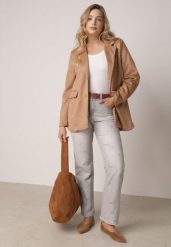 Jasnoszare Jeansy z Bawełną i Wysokim Stanem o Prostym Kroju z Przetarciam Vimariella. Szare jeansy damskie Born2be, z podwyższonym stanem. Za 129.99 zł.