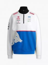 Bluza męska Hugo Boss Racing Bulls z zamkiem, klasyczny krój, 100% bawełna. Białe bluzy męskie Hugo Boss, m, bez wzorów, z bawełny, bez kaptura. Za 237.99 zł.