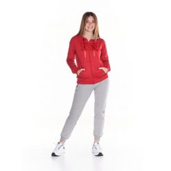 Bluza z bawełna z kaptur na co dzień na siłownię. Czerwone bluzy sportowe damskie LEONE 1947 APPAREL, s, bez wzorów, z bawełny, bez kaptura, na fitness i siłownię. W wyprzedaży za 233.66 zł.