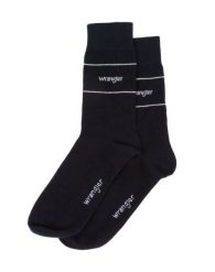 2PAK SKARPETY WRANGLER SOCKS BLACK 112325141. Czarne skarpety męskie Wrangler, bez wzorów. Za 39.99 zł.