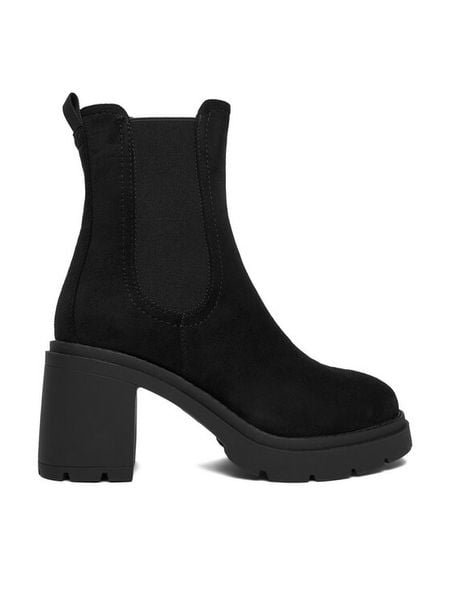 JENNY Botki CEO-HY13291-1 Czarny. Czarne botki damskie Jenny, z materiału, bez obcasa, na słupku, bez zapięcia. Za 179.99 zł.