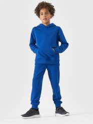 4F Spodnie dresowe joggery chłopięce - niebieskie 164 (13-14 lat). Niebieskie spodnie sportowe dla chłopców 4f, bez wzorów, z bawełny, sportowe. Za 69.99 zł.