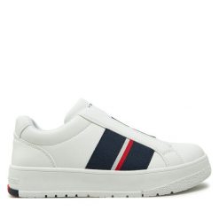 Sneakersy Tommy Hilfiger. Białe trampki i tenisówki chłopięce Tommy Hilfiger, bez wzorów, bez zapięcia. Za 219.99 zł.