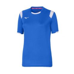 Damska koszulka Mizuno Basic. Niebieskie koszulki sportowe damskie Mizuno, m, bez wzorów, z materiału, bez kołnierzyka, bez ramiączek, na fitness i siłownię. Za 139.50 zł.