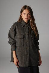 KOSZULA DAFNE SZARO- BRĄZOWY MELANŻ L - Flawless. Szare koszule damskie Flawless, l, bez wzorów, z tkaniny, klasyczne, bez kołnierzyka, bez ramiączek. Za 675.00 zł.