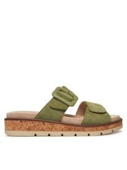 Caprice Klapki 9-27206-44 Zielony. Zielone klapki damskie Caprice, bez wzorów, ze skóry, bez obcasa. Za 238.99 zł.