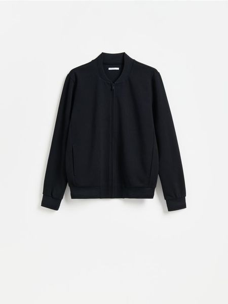 Bluza ze stójką - granatowy. Niebieskie bluzy męskie Reserved, l, bez wzorów, z bawełny, bez kaptura. Za 119.99 zł.