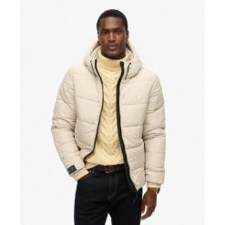 Kurtka pikowana z kapturem do sportu. Brązowe kurtki męskie Superdry., m, bez wzorów, eleganckie, z kapturem. Za 511.05 zł.