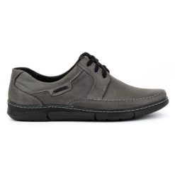 Olivier Buty męskie skórzane sznurowane 60K szare. Szare półbuty na co dzień męskie ze skóry, eleganckie, bez zapięcia. Za 335.76 zł.