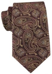 Brązowy Krawat ze Wzorem Paisley - Alties. Brązowe krawaty i muchy Alties, bez wzorów, z tkaniny, eleganckie. Za 55.00 zł.