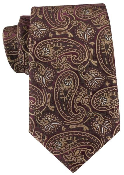 Brązowy Krawat ze Wzorem Paisley - Alties. Brązowe krawaty i muchy Alties, bez wzorów, z tkaniny, eleganckie. Za 55.00 zł.