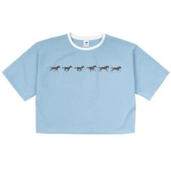 Koszulka damska Galop Wear. Niebieskie koszulki sportowe damskie GALOP WEAR, uniwersalny, bez wzorów, z bawełny, sportowe, bez kołnierzyka. W wyprzedaży za 119.00 zł.