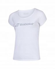 T-shirt koszulka tenisowa juniorska Babolat Exercise Tee. Białe koszulki sportowe damskie BABOLAT, bez wzorów, z bawełny, bez kołnierzyka. Za 65.00 zł.