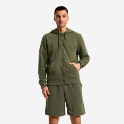 Bluza sportowa z kapturem męska Domyos. Szare bluzy męskie DOMYOS, l, bez wzorów, z materiału, z kapturem. Za 119.99 zł.