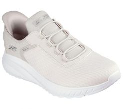 Buty do chodzenia damskie Skechers Slips-ins Vegan. Białe obuwie sportowe damskie Skechers, bez wzorów, z materiału, trekkingowe. Za 392.00 zł.
