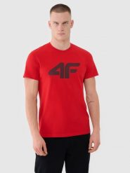 4F T-shirt regular z nadrukiem męski - czerwony XL. Czerwone koszulki sportowe męskie 4f, m, bez wzorów, z bawełny, klasyczne, bez kołnierzyka. Za 49.99 zł.