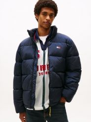 Tommy Jeans Pikowana kurtka Mężczyźni niebieski, XL. Niebieskie kurtki męskie Tommy Jeans, m, bez wzorów, z jeansu, klasyczne, bez kaptura. Za 749.95 zł.