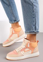 Biało-Pomarańczowe Sneakersy Maeramia. Brązowe obuwie sportowe damskie Renee, bez wzorów, z dżerseju. Za 44.99 zł.