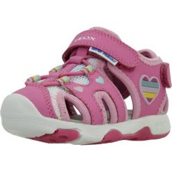 Sandały GEOX B SANDAL MULTY GIRL Rose. Czerwone sandały damskie Geox, bez wzorów, z syntetyku, bez obcasa, bez zapięcia. Za 147.99 zł.