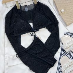 Dwuczęściowy strój kąpielowy z topem na plażę lub basen Morfydd. Czarne bikini damskie Intica, na lato, s, bez wzorów. Za 149.00 zł.