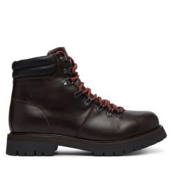 Trzewiki Tommy Hilfiger. Brązowe botki męskie Tommy Hilfiger, bez wzorów, bez zapięcia. Za 849.99 zł.