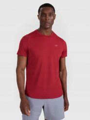 T-SHIRT MĘSKI TRENINGOWY 4F TFTSM1458. Czarne t-shirty męskie 4f, m, bez wzorów, z bawełny, biznesowe, bez kołnierzyka. Za 129.99 zł.