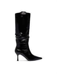 KARL LAGERFELD Kozaki Klarice KL32390 Czarny. Czarne kozaki damskie KARL LAGERFELD, ze skóry, bez obcasa, na szpilce. Za 1,449.00 zł.