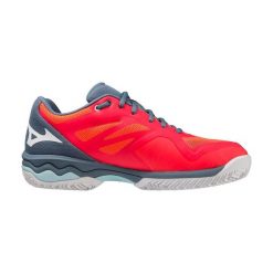 Buty do tenisa damskie Mizuno Wave Exceed Light CC fierry. Czerwone obuwie sportowe damskie Mizuno, bez wzorów, tenisowe, mizuno wave. Za 269.99 zł.