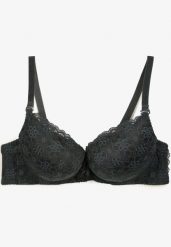 Ciemnozielony Biustonosz z Efektem Push Up z Delikatną Koronką Xilemia. Zielone biustonosze Renee, bez wzorów, z jeansu. Za 19.99 zł.
