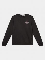 Calvin Klein Jeans Bluza Monogram IU0IU00397 Czarny Regular Fit. Czarne bluzy dla dziewczynek Calvin Klein Jeans, bez wzorów, z bawełny, bez ramiączek, bez kaptura. Za 289.99 zł.
