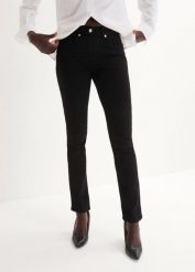 Dżinsy Slim Fit, mid waist, super stretch. Czarne jeansy damskie bonprix. Za 114.99 zł.