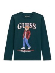 Guess Bluzka L6BI11 K5732 Zielony Regular Fit. Zielone koszule dla chłopców Guess, z aplikacjami, z bawełny, bez kołnierzyka, bez ramiączek. Za 114.99 zł.