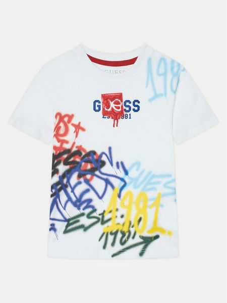 Guess T-Shirt N5RI11 K8HM4 Kolorowy Classic Fit. T-shirty dla chłopców Guess, z aplikacjami, z bawełny, bez ramiączek. Za 49.99 zł.