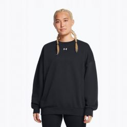 Bluza Damska Sportowa Under Armour Rival Fleece OS Crew. Czarne bluzy sportowe damskie Under Armour, bez wzorów, bez kaptura, do biegania. Za 118.99 zł.
