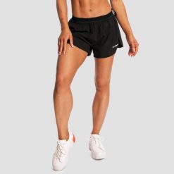 Spodenki damskie bieganie z kieszenią czarne Pulse X. Czarne szorty sportowe damskie GYMBEAM, m, bez wzorów, z elastanu, do biegania. Za 101.90 zł.