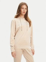 Guess Bluza V4RQ25 K0232 Beżowy Regular Fit. Brązowe bluzy damskie Guess, l, z aplikacjami, z syntetyku, bez kaptura. Za 259.99 zł.