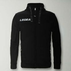 Bluza Junior Sarajevo Full Zip do biegania czarna. Czarne bluzy męskie Legea, m, bez wzorów, z bawełny, z kapturem. Za 180.00 zł.