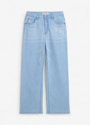 Dżinsy Wide Leg, mid waist. Niebieskie jeansy dla dziewczynek bonprix, z jeansu. Za 124.99 zł.