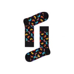 Skarpetki Happy Socks - Junk Food (HOT01-9000). Czarne skarpety męskie Happy Socks, w kolorowe wzory, z bawełny. Za 34.90 zł.