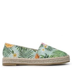 Espadryle DeeZee. Zielone espadryle damskie DeeZee, bez wzorów, bez obcasa, bez zapięcia. Za 89.99 zł.